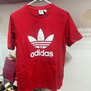 Adidas Bold Red Tee with White Trefoil